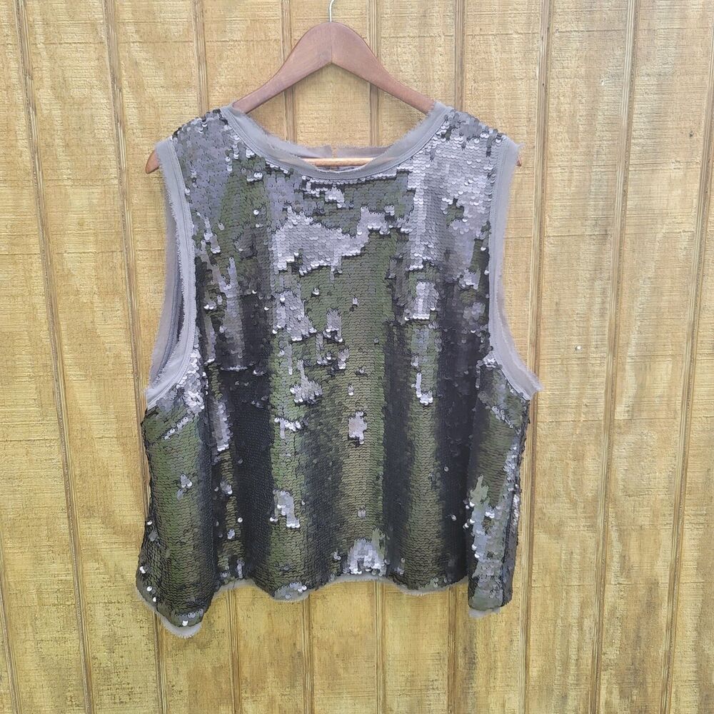 Who What Wear X Target Black Sequin Cropped Tank Top Womens Size 3X
